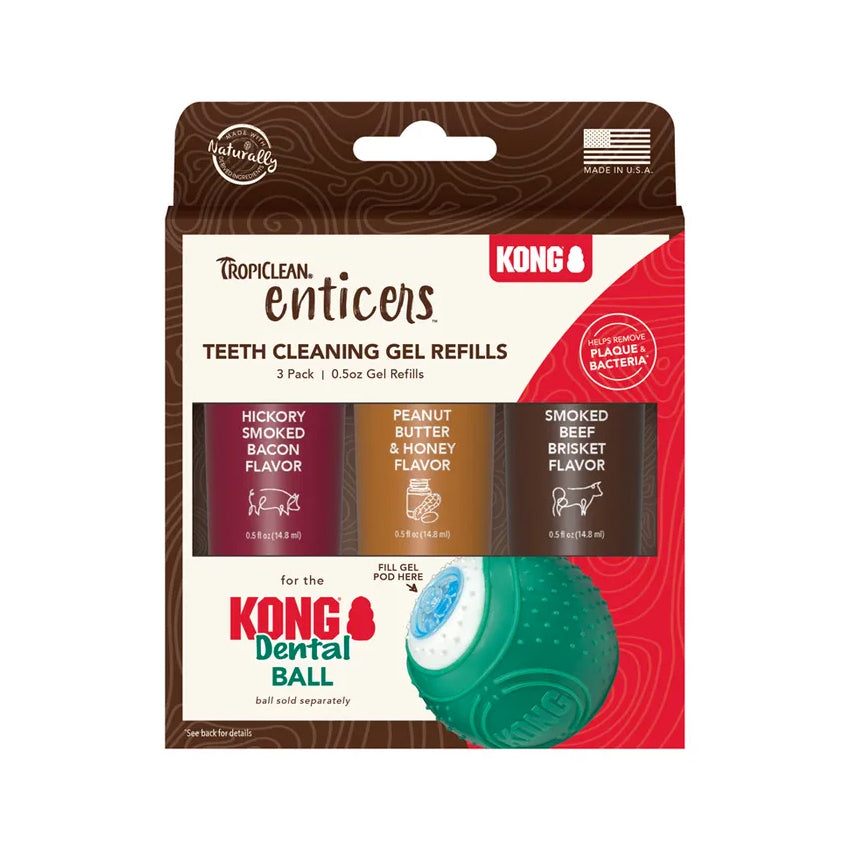 TropiClean Enticers Teeth Cleaning Gel Refills for KONG Dental Ball - 3 Pack