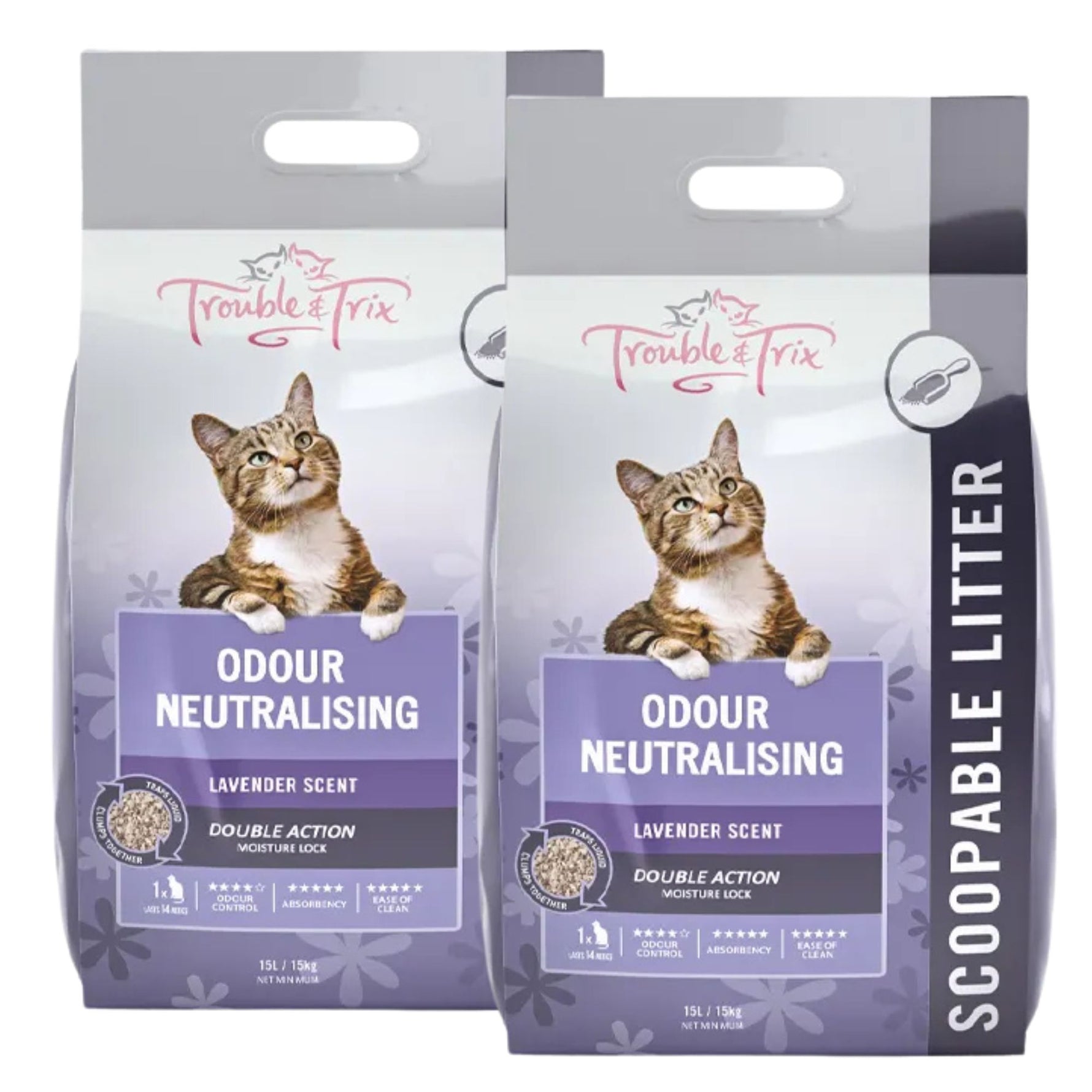 Trouble & Trix Lavender Clumping Clay Cat Litter