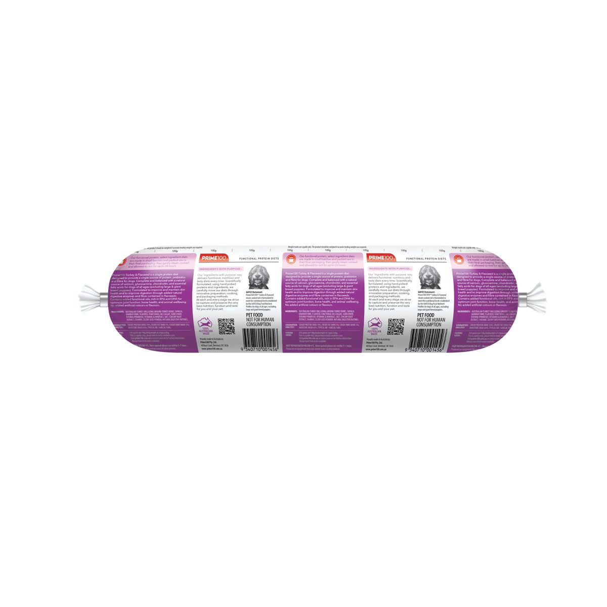 Prime100 SPD Fresh Roll Turkey & Flaxseed Roll 800g (Pickup Only)