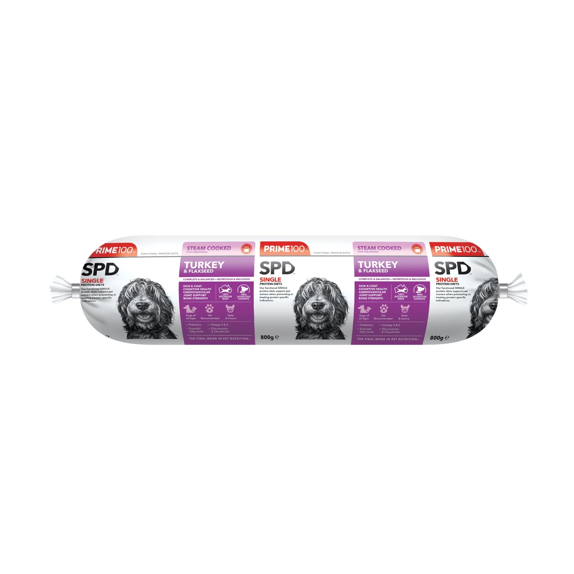 Prime100 SPD Fresh Roll Turkey & Flaxseed Roll 800g (Pickup Only)