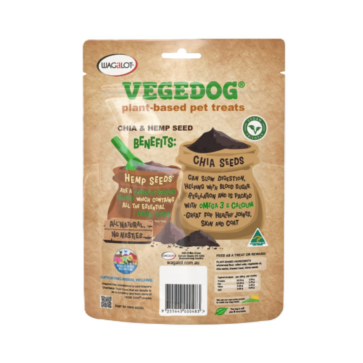 Wagalot VEGEDOG Chia & Hemp Seed Cookies 250g