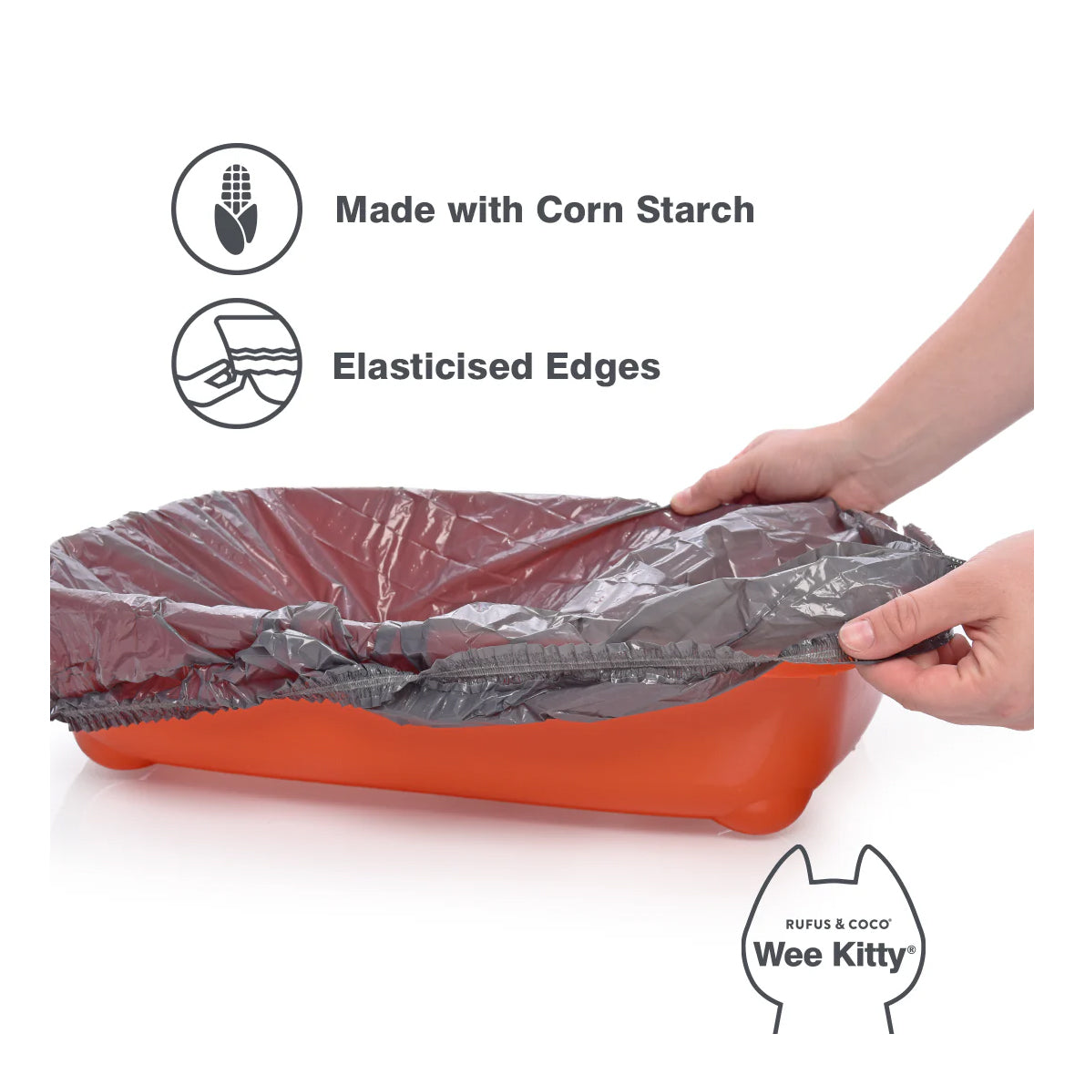 Rufus & Coco Wee Kitty Bio Elasticised Litter Tray Liners Large 10 Pack