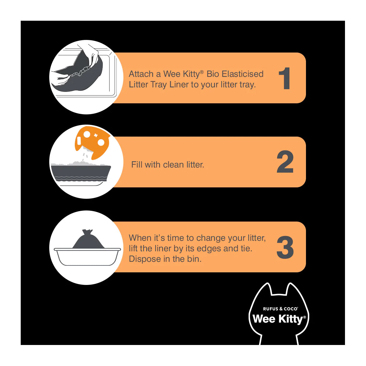 Rufus & Coco Wee Kitty Bio Elasticised Litter Tray Liners Large 10 Pack