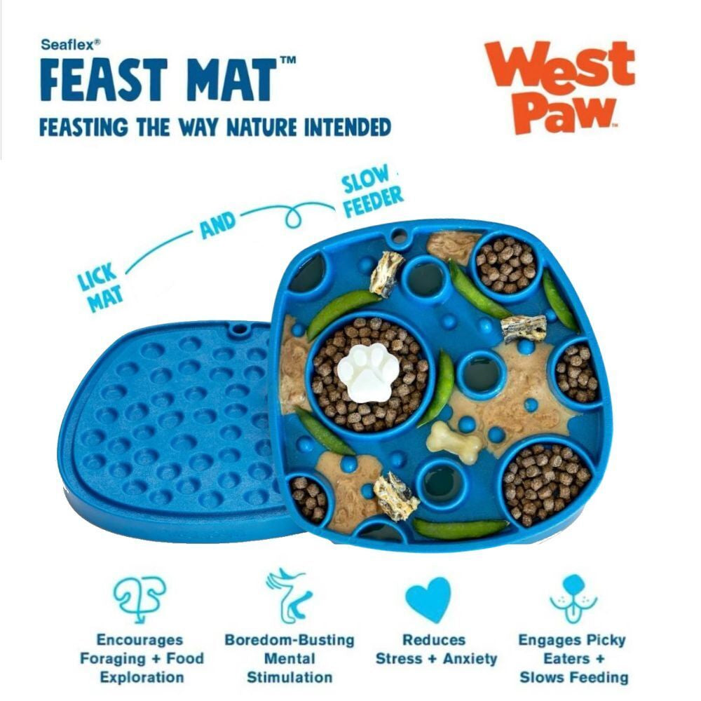 West Paw Feast Double Sided Lick Mat Slow Feeder for Dogs - Bubbles