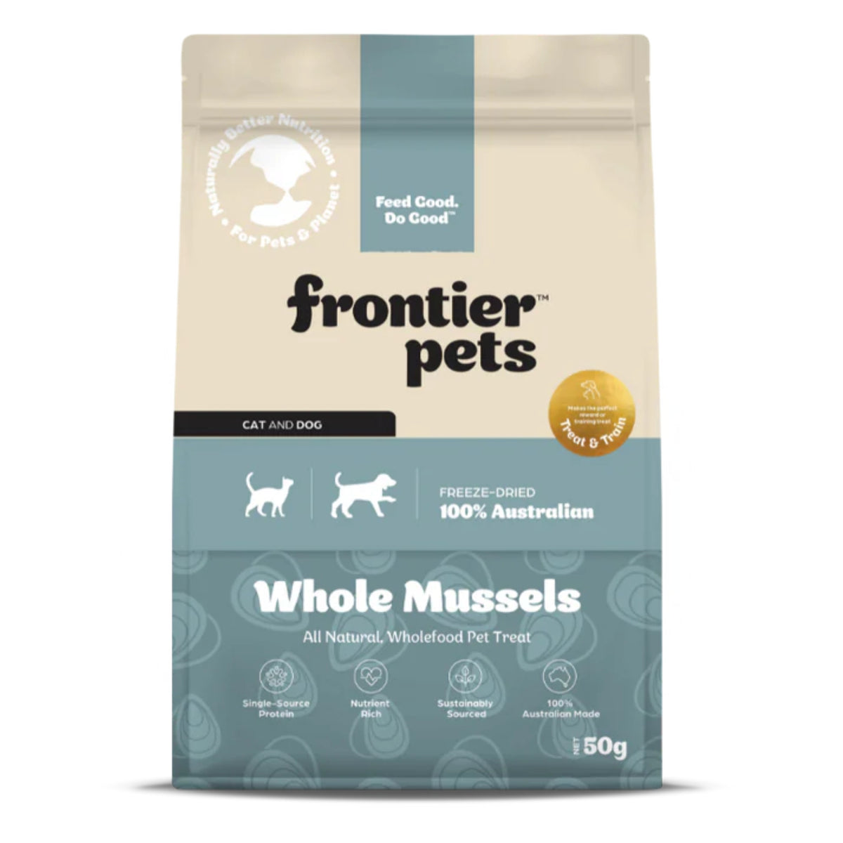 Frontier Pets Australian Mussels Freeze Dried Wholefood Treats for Dogs & Cats 50g