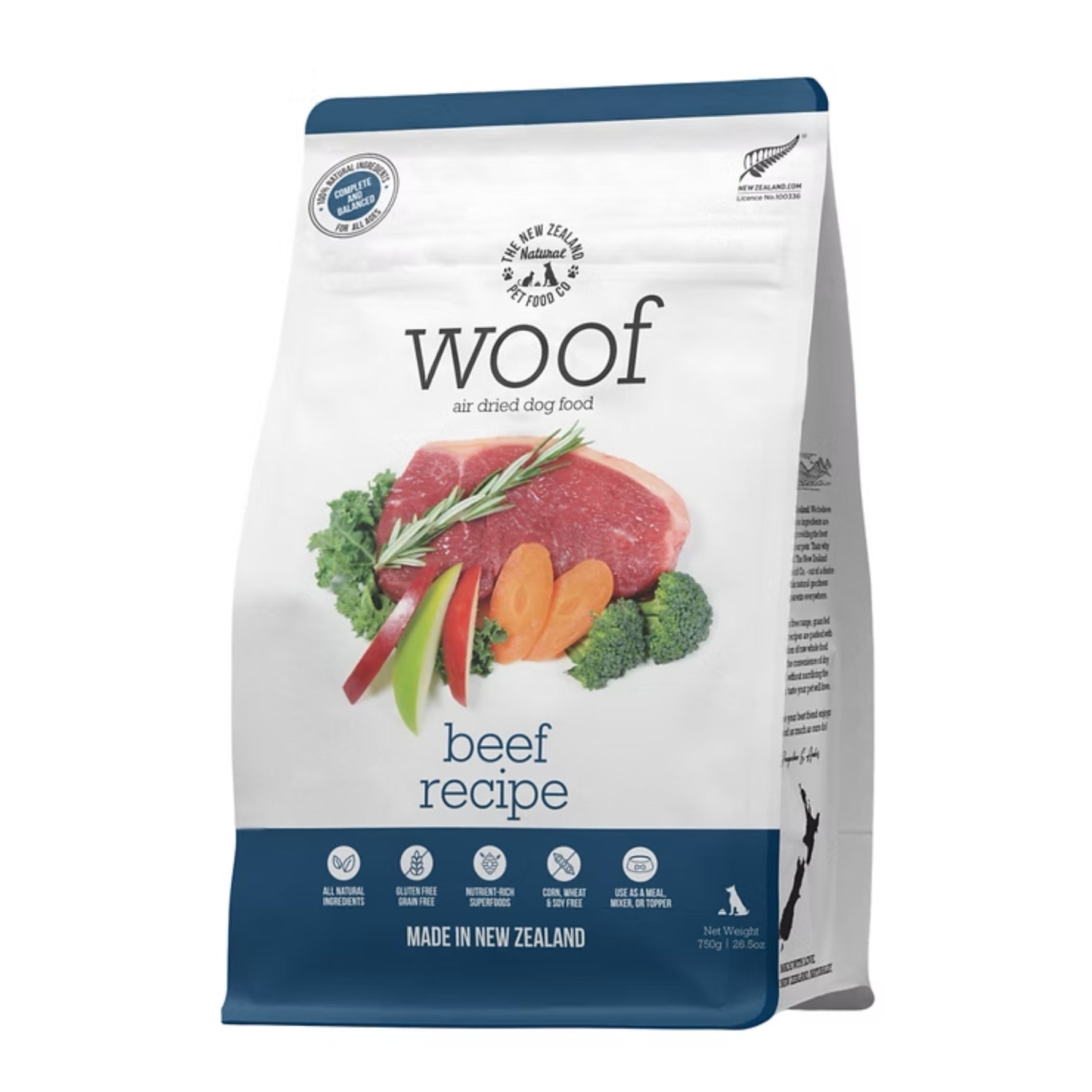 WOOF Air Dried Beef Recipe Dog Food 750g