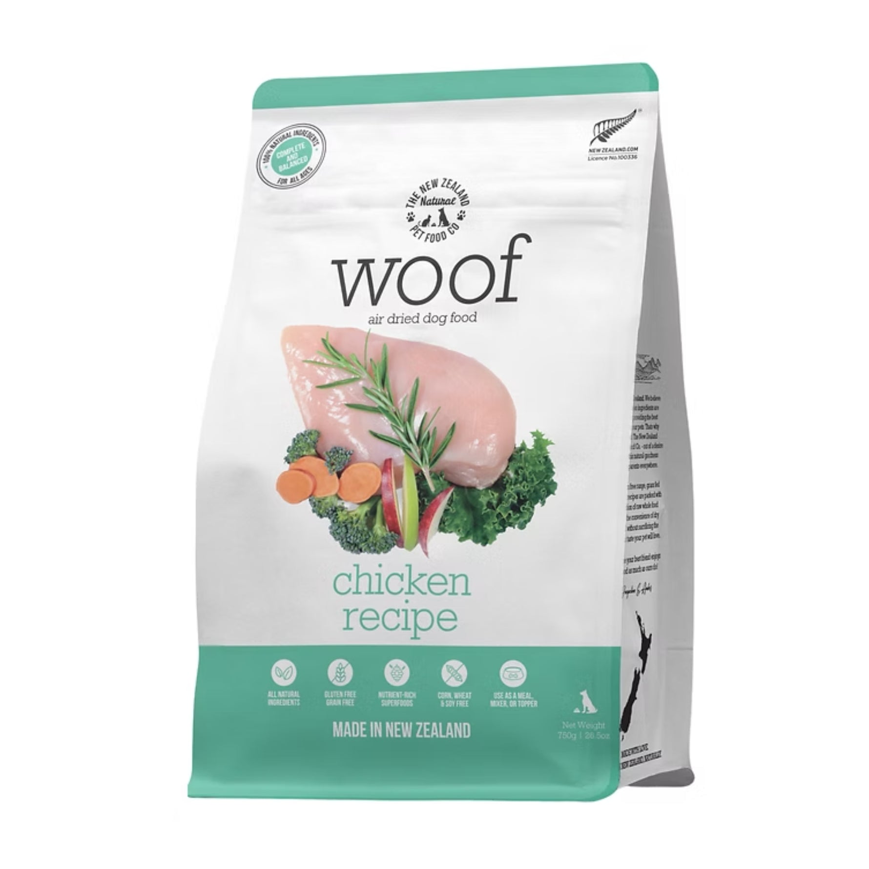 WOOF Air Dried Chicken Recipe Dog Food 750g