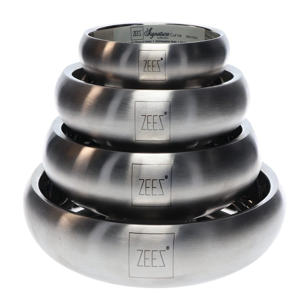 ZEEZ Signature Collection Stainless Steel Curved Pet Bowl