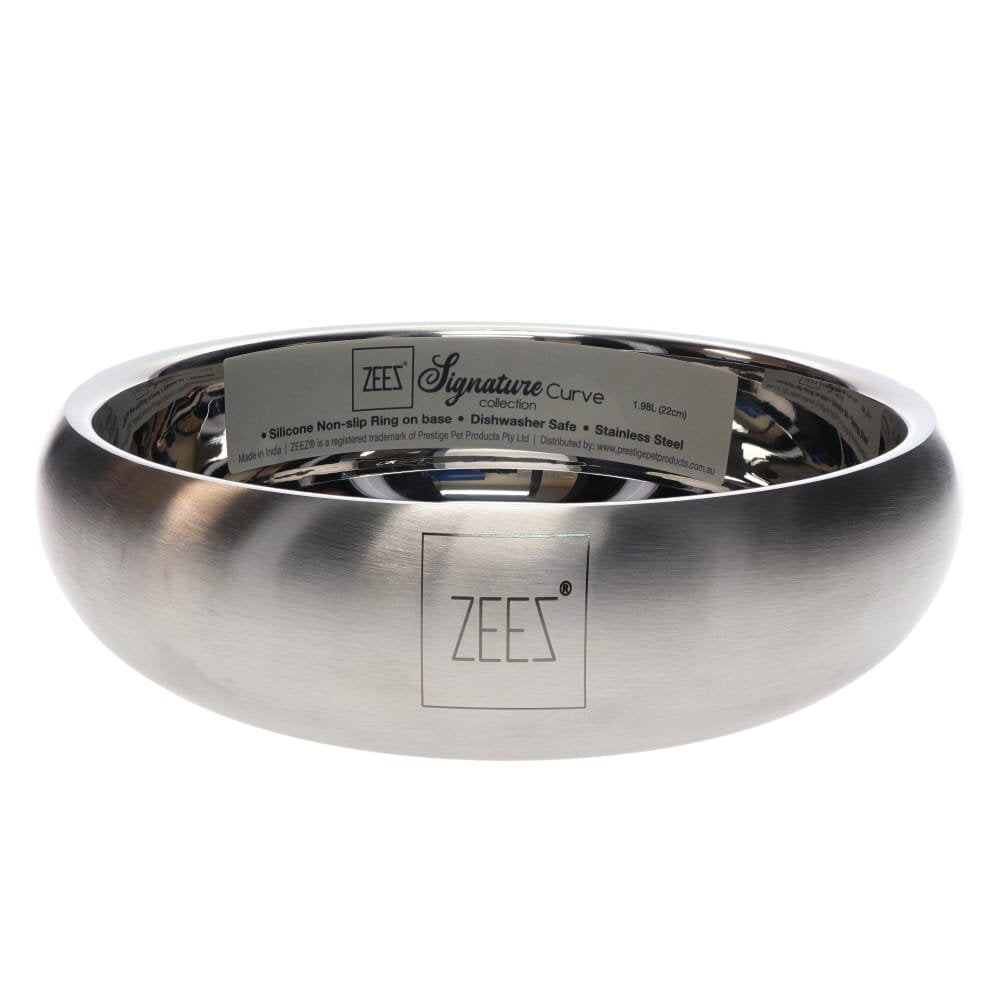 ZEEZ Signature Collection Stainless Steel Curved Pet Bowl