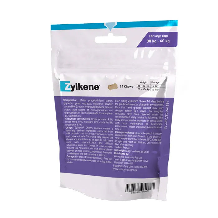 Zylkene Calm Chews for Large Dogs 15-60kg - 14 Chews