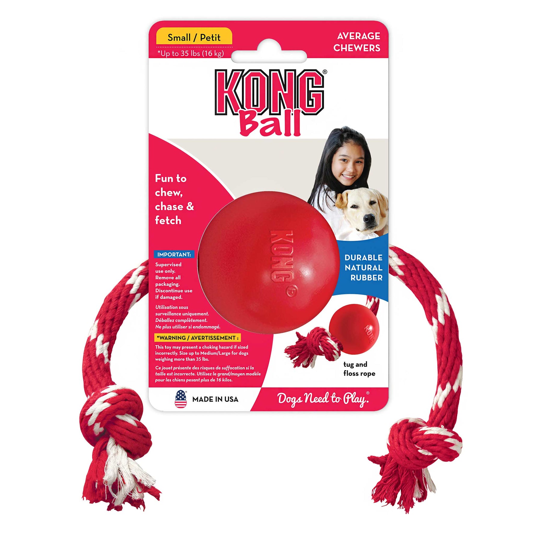 KONG Small Ball with Rope