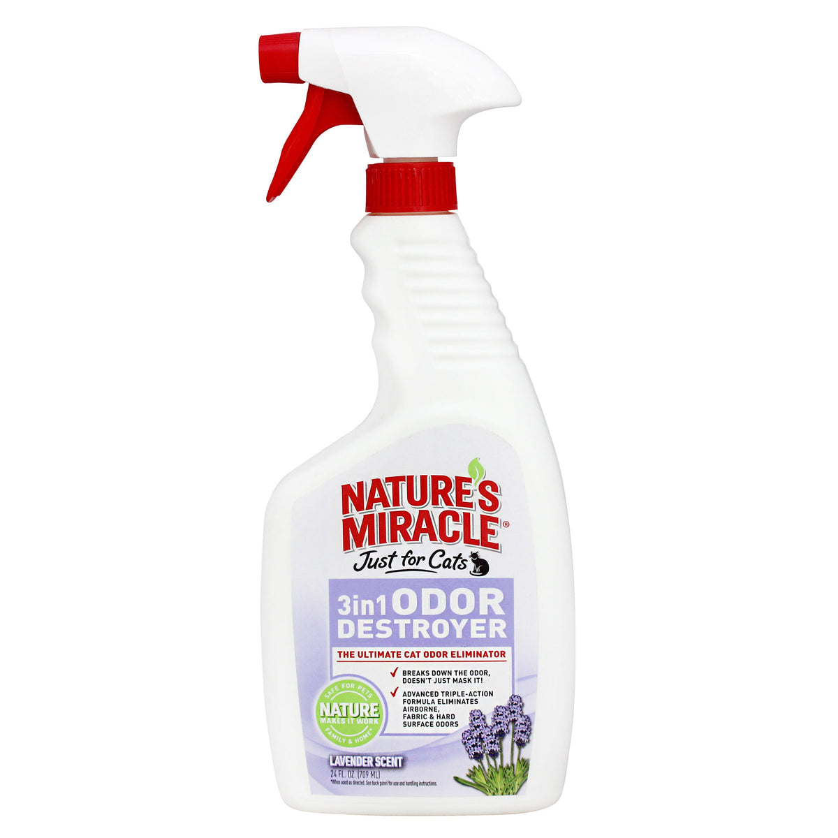 Nature&#39;s Miracle Just for Cats 3 in 1 Odour Destroyer 709mL - Lavender Scent