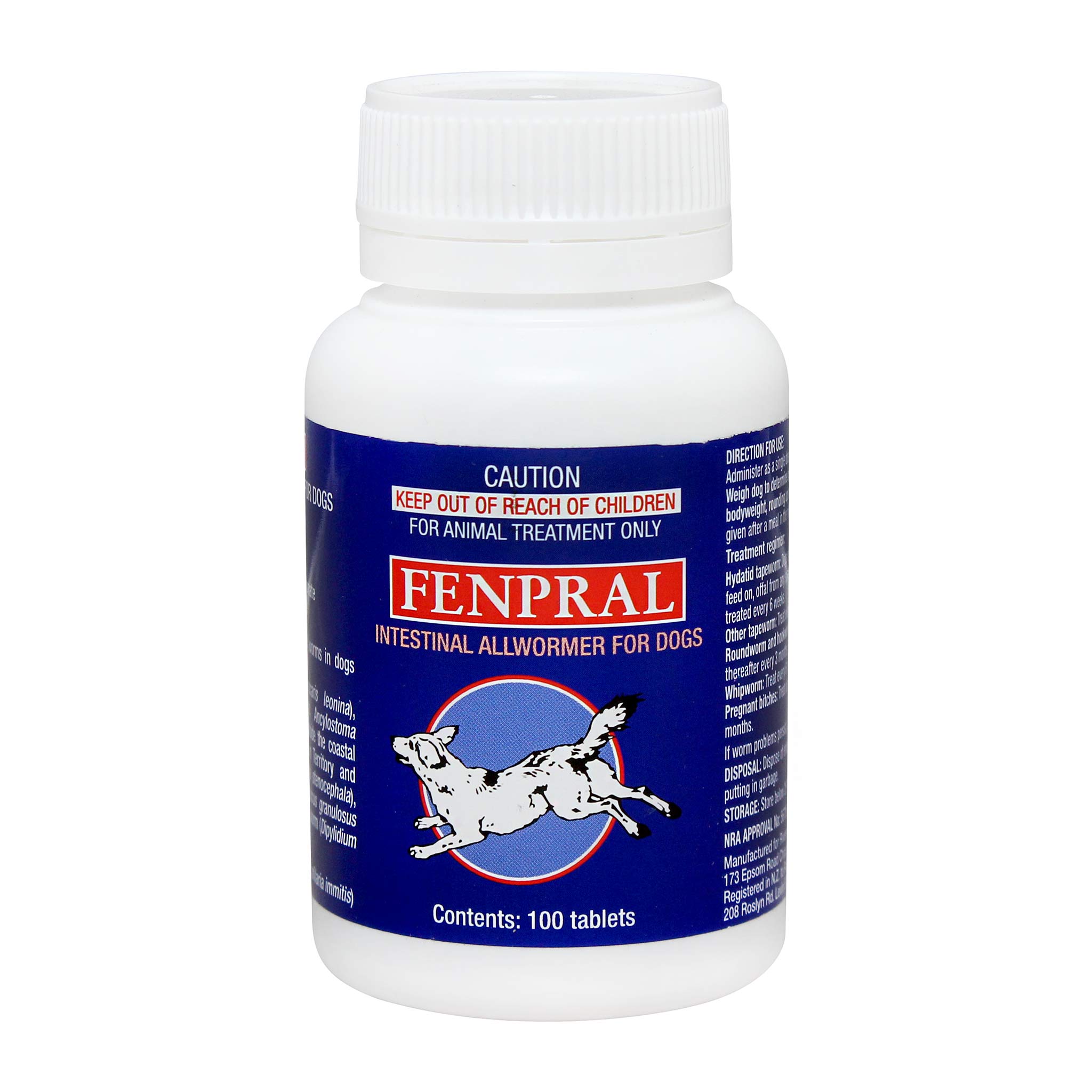 Fenpral Dog Allwormer 10kg 100 tablets vet-n-pet DIRECT