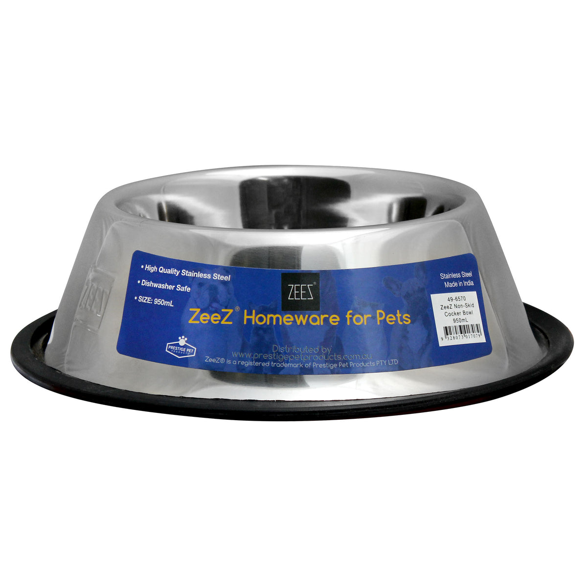 Zeez Stainless Steel Non-Skid Cocker Spaniel Bowl 950ml