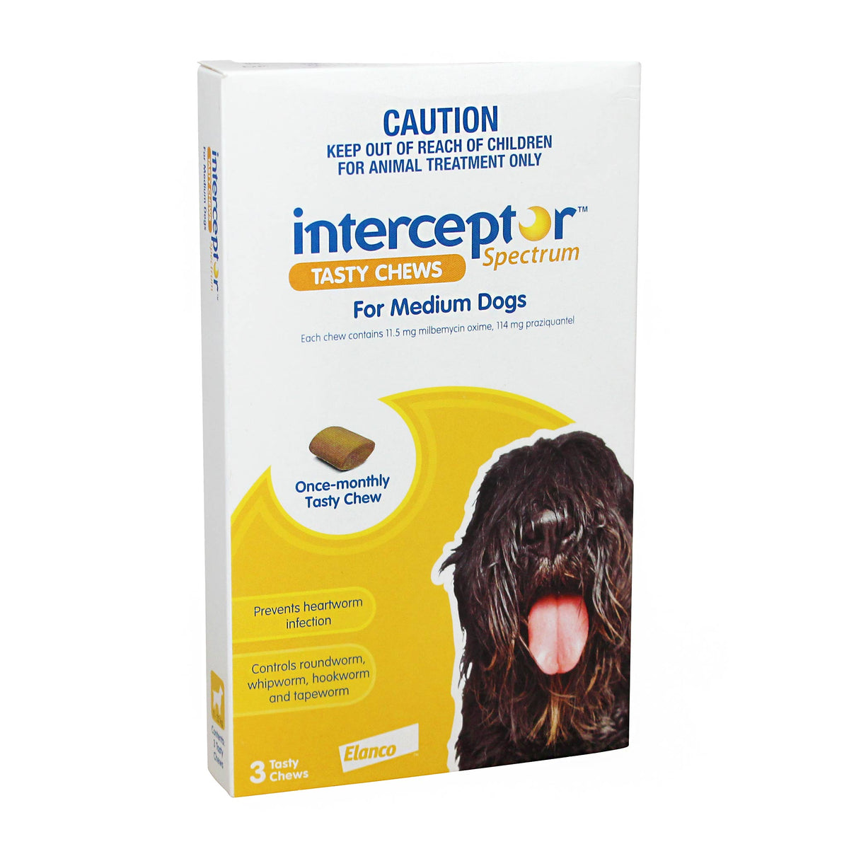 INTERCEPTOR  Spectrum Chews Yellow. Med Dogs 11-22kg