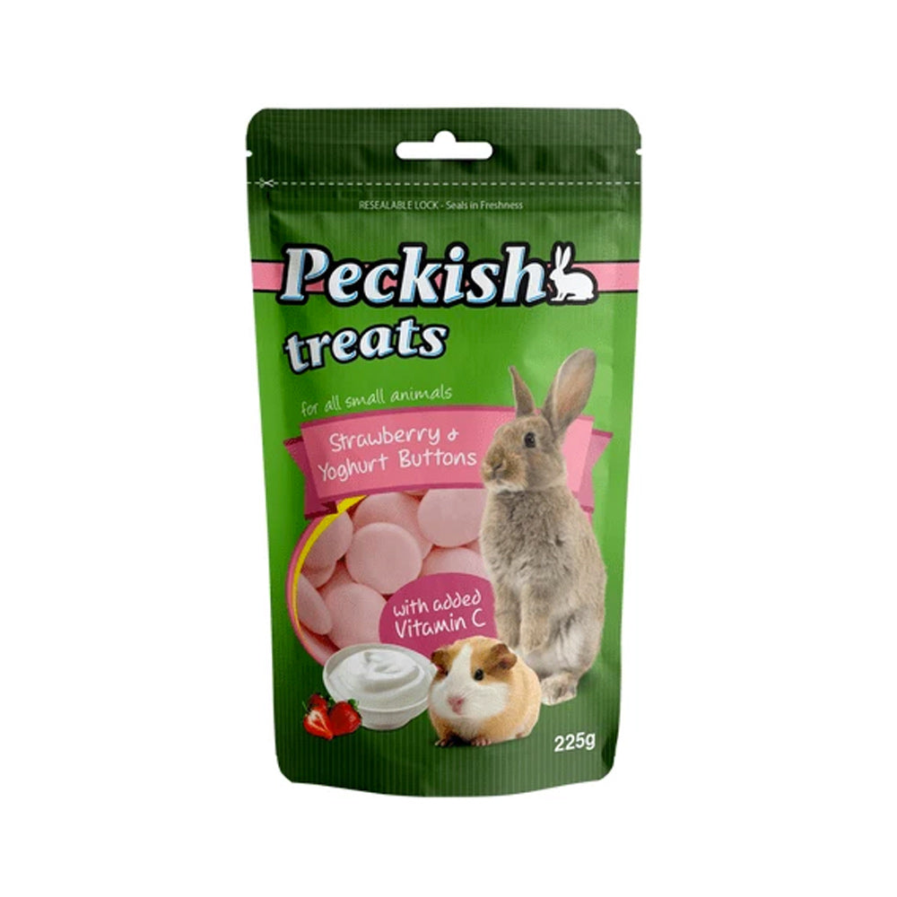 Peckish Small Animal Treats - Strawberry & Yoghurt Buttons 225g