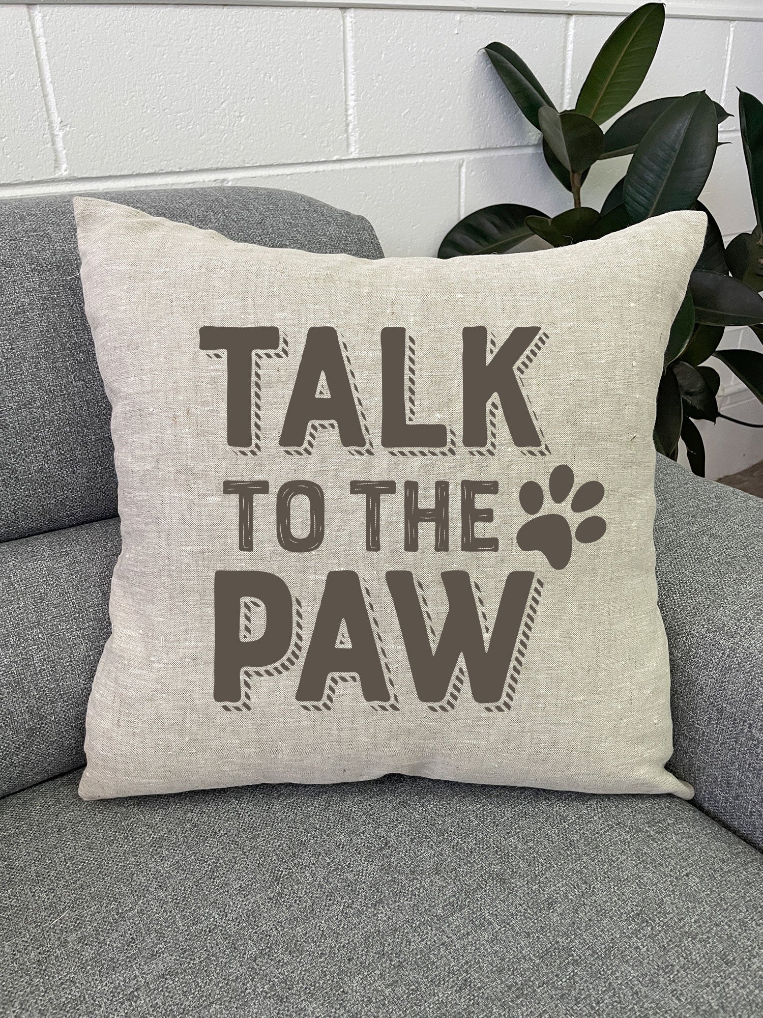 Furriends "Talk To The Paw" Linen Cushion Cover