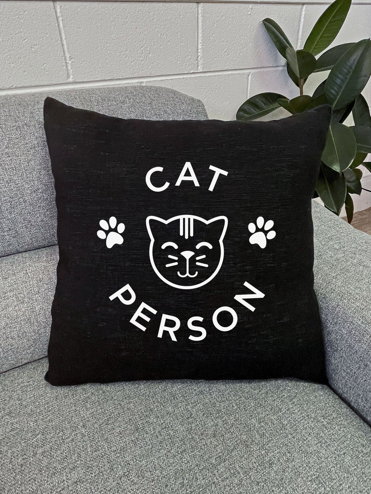 Furriends &quot;Cat Person&quot; Linen Cushion Cover