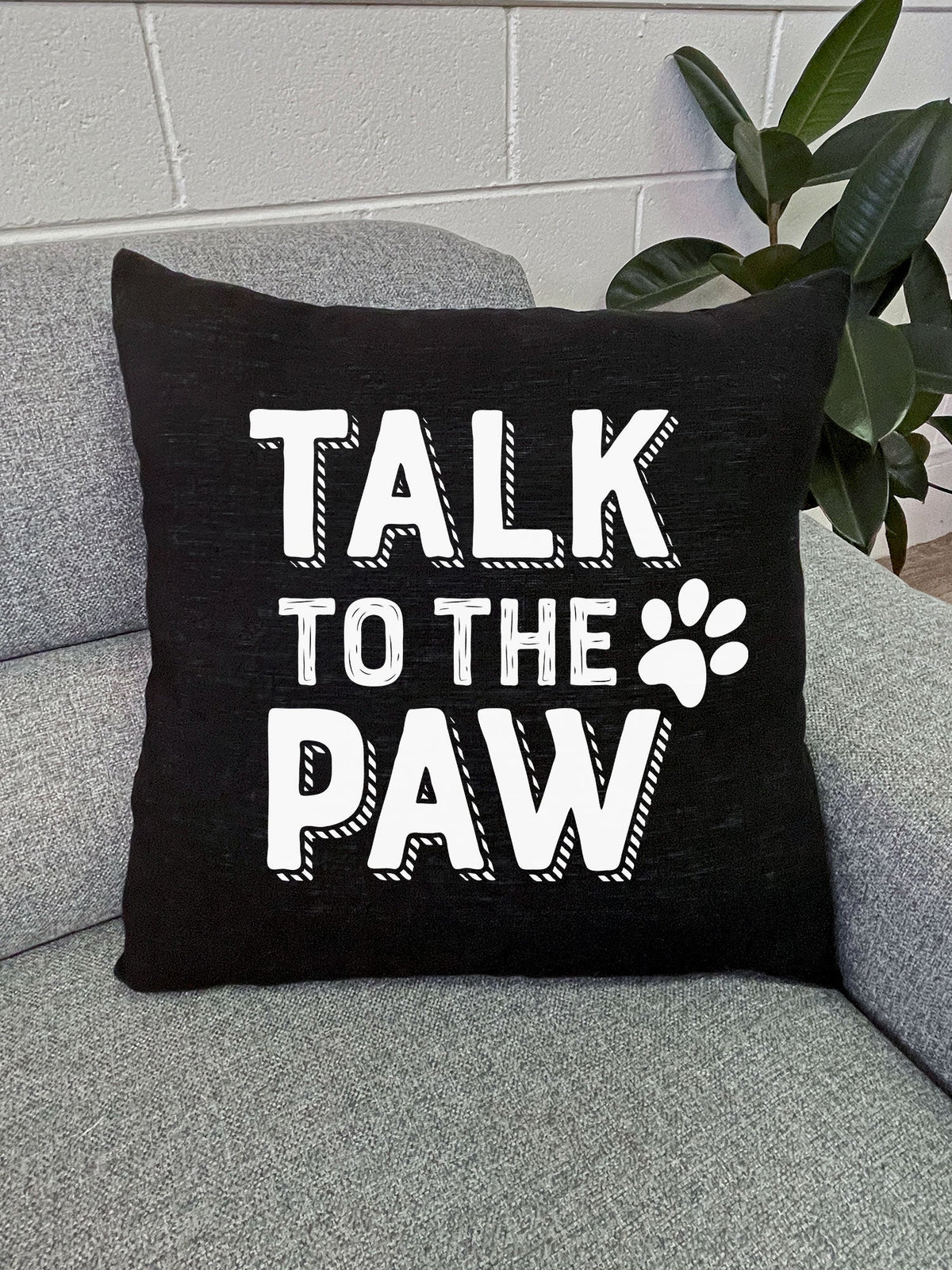 Furriends &quot;Talk To The Paw&quot; Linen Cushion Cover