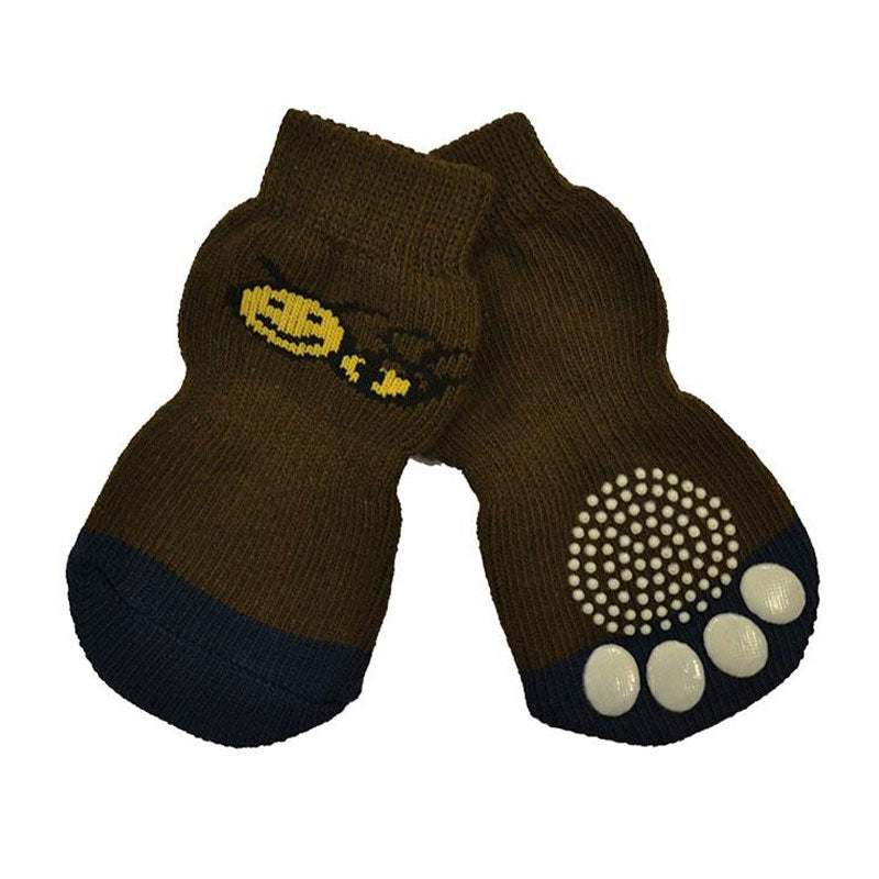 Non-Slip Pet Socks - Brown Bee (Set of 4)