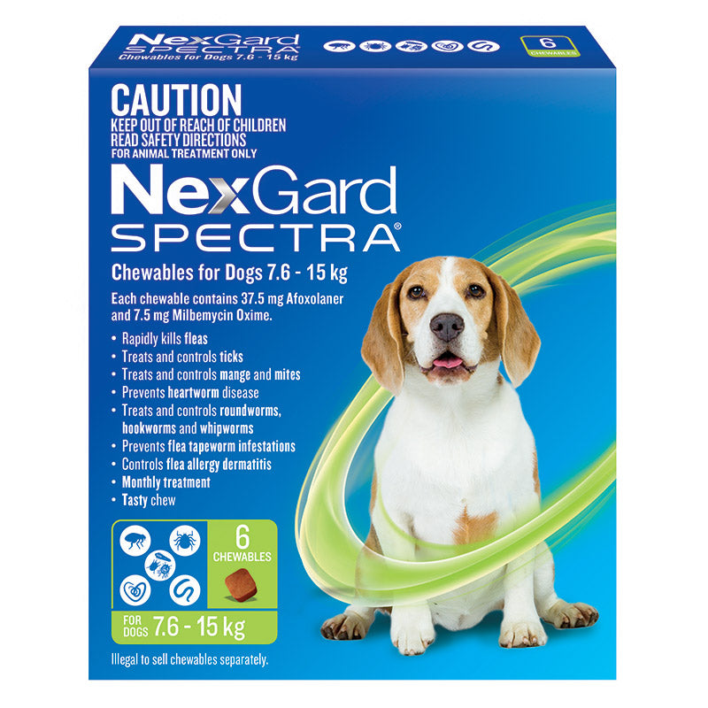 NexGard Spectra Chews for Medium Dogs 7.6-15kg - 12 Pack Value Bundle