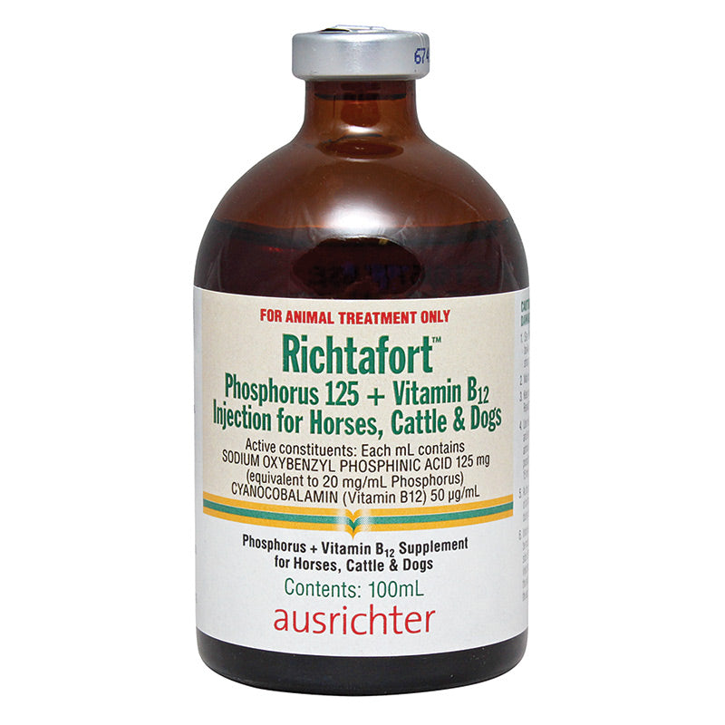Richtafort Phosphorous 125 +Vit B12 Injection 100mL - vet-n-pet DIRECT Richtafort Phosphorous 125 +Vit B12 Injection 100mL - vet-n-pet DIRECT