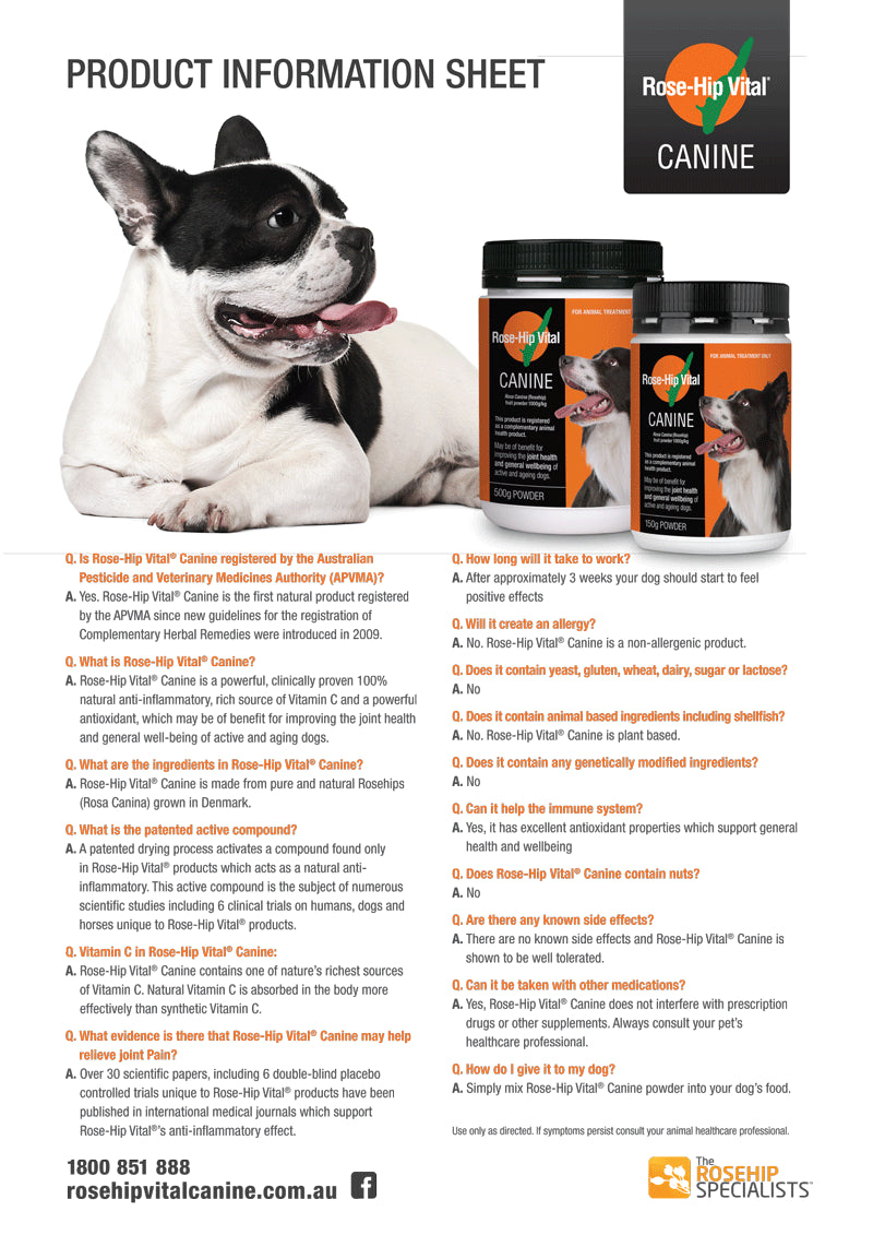 Rose-Hip Vital Canine - Joint Health & General Wellbeing for Dogs