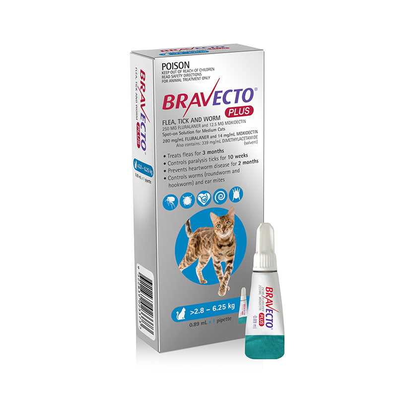 Bravecto Plus Spot-on for Medium Cats (Blue)