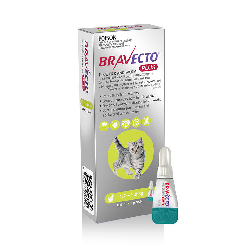 Bravecto Plus Spot-on for Small Cats (Green)
