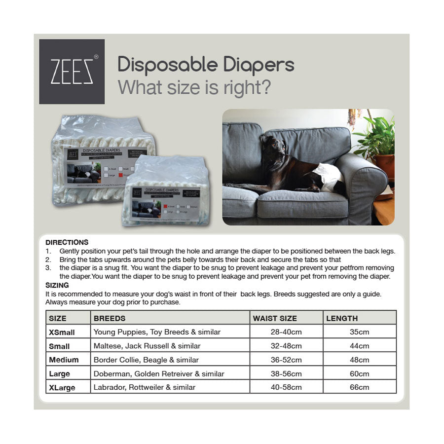 ZeeZ Disposable Female Dog Diapers - 12 Pack