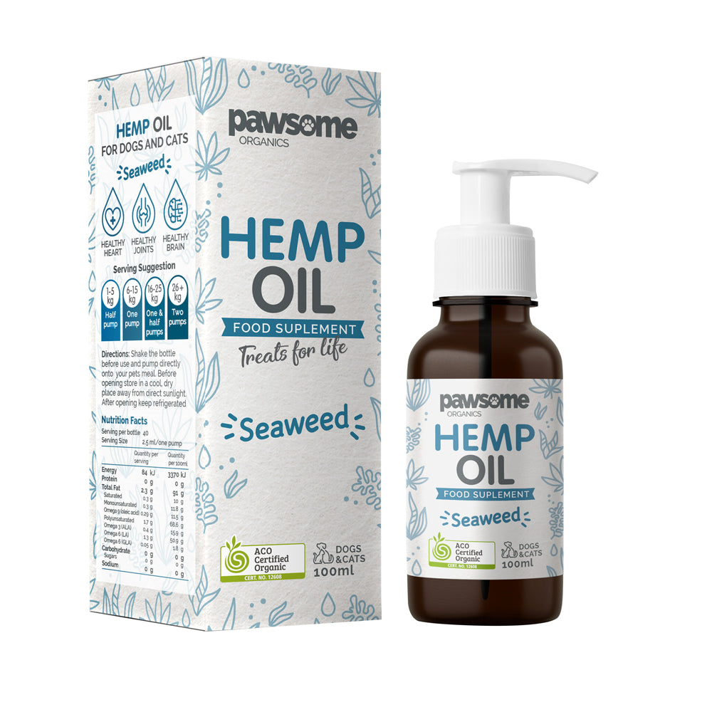 Pawsome Organics Hemp &amp; Seaweed Oil for Dogs &amp; Cats 100mL
