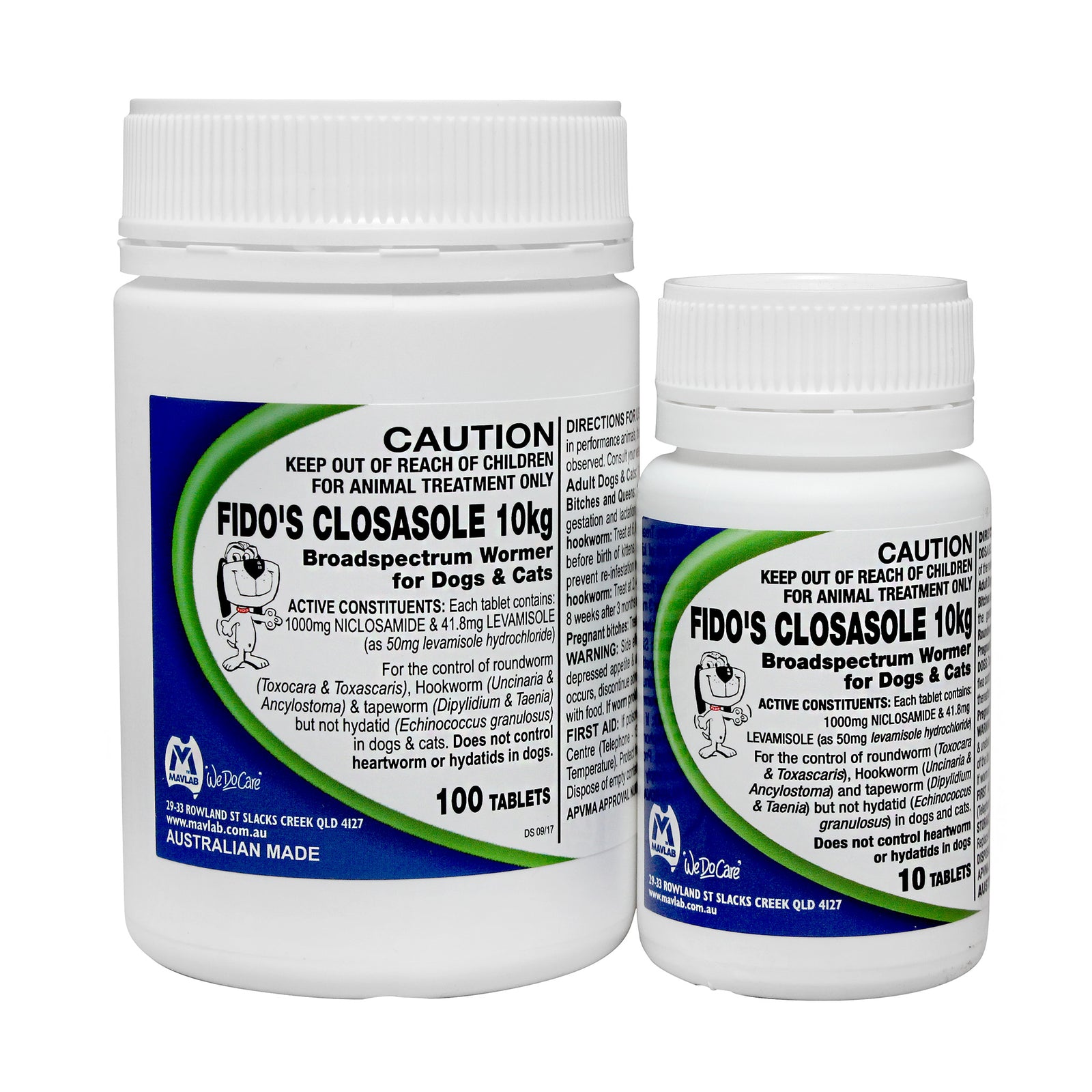 Fido's Closasole 10kg Dog & Cat Wormer Tablet