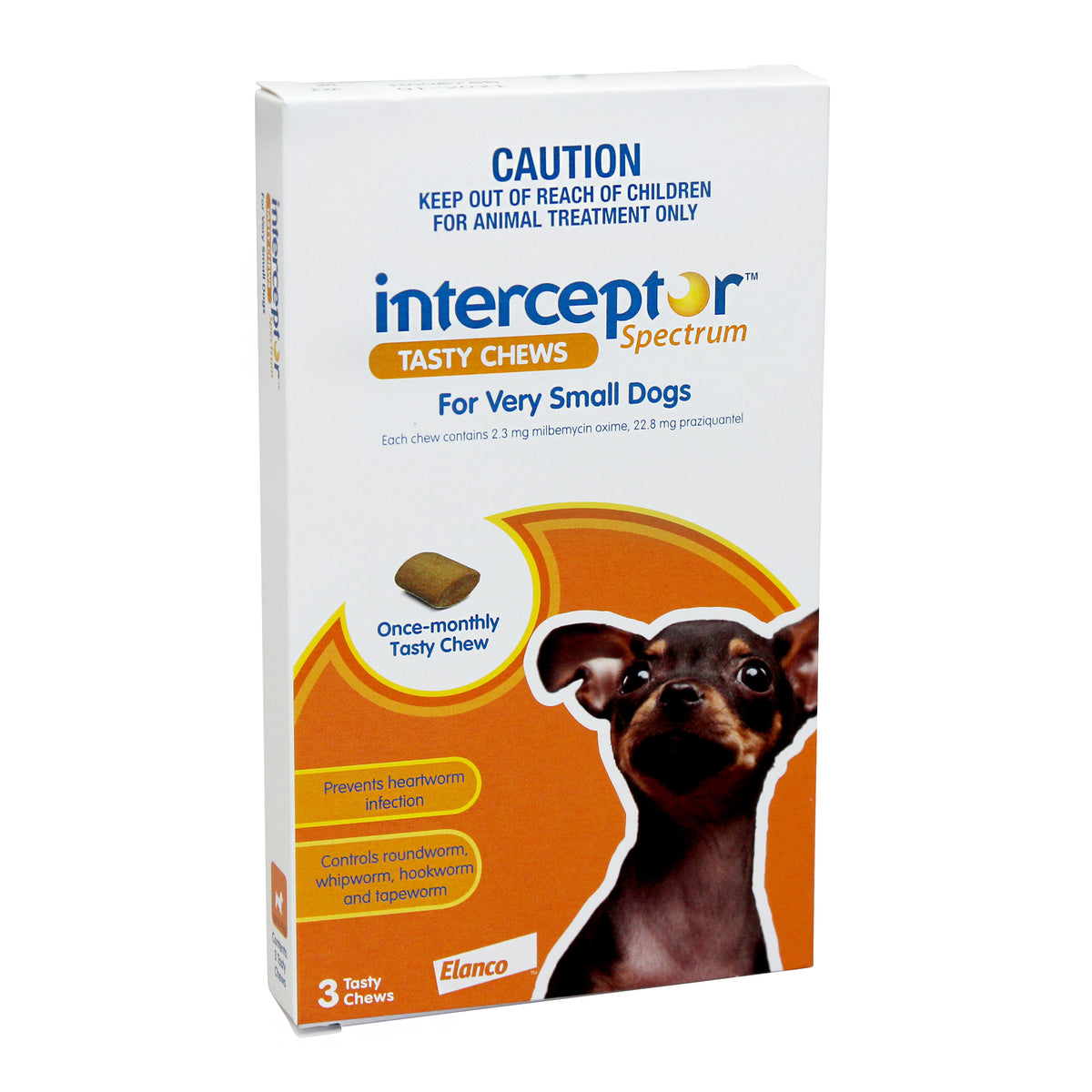 INTERCEPTOR  Spectrum Chews Orange. VSmall Dogs Up to 4kg