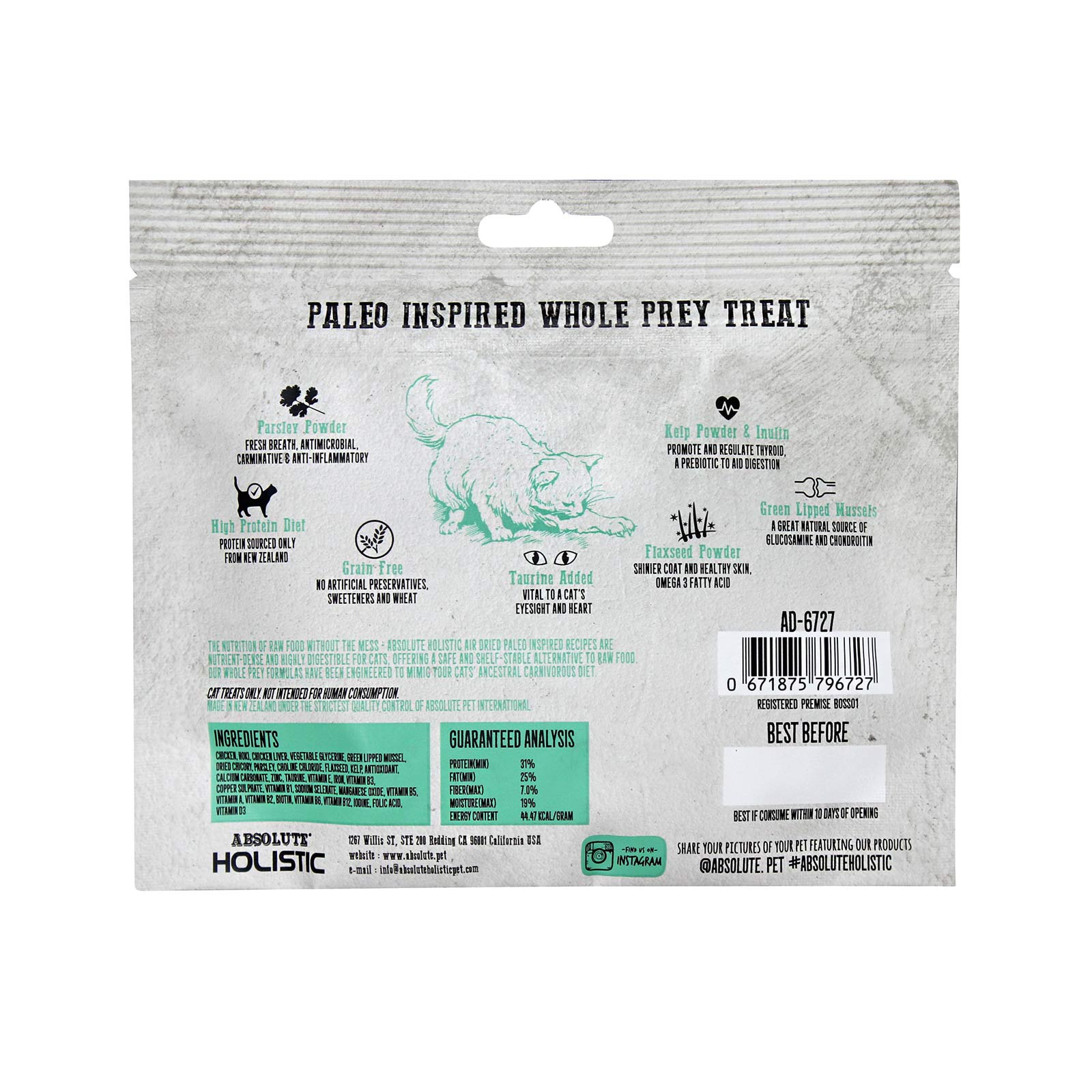 Absolute Holistic Air Dried Cat Treats 50g