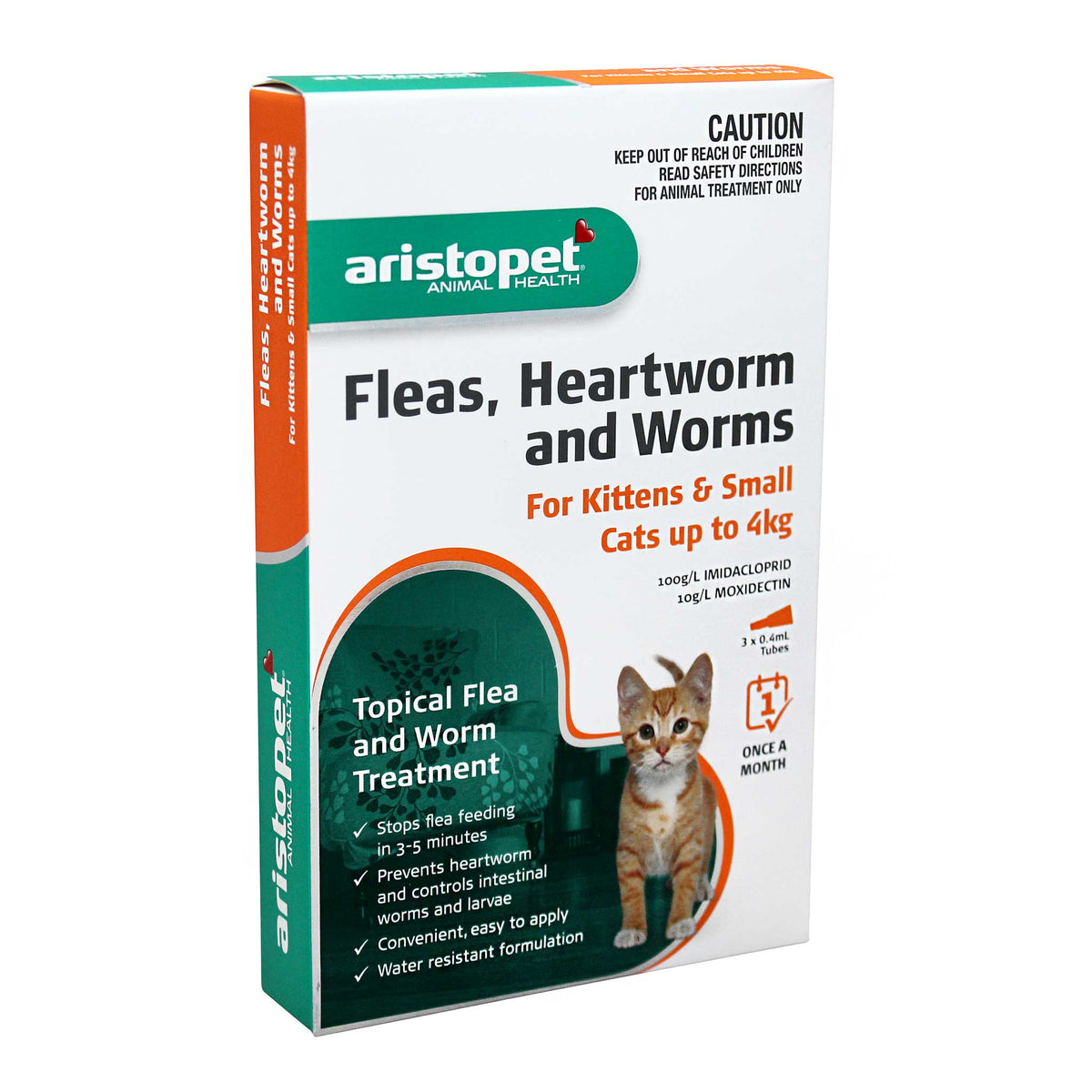 Aristopet Fleas, Heartworm &amp; Worms Spot-on Treatment for Kittens &amp; Small Cats up to 4kg