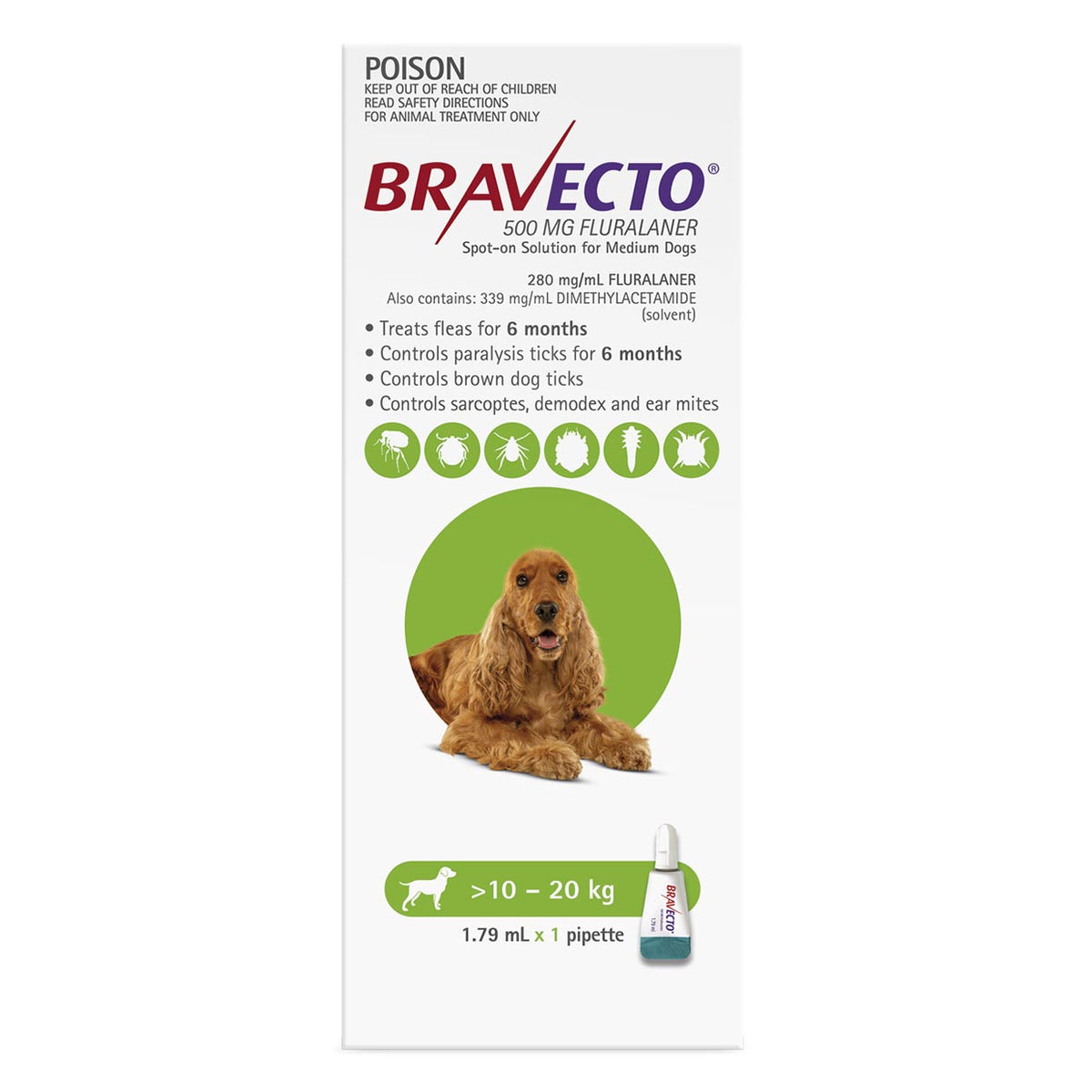 Bravecto Spot-on for Dogs 10kg-20kg (Green) - 2 Pack Value Bundle