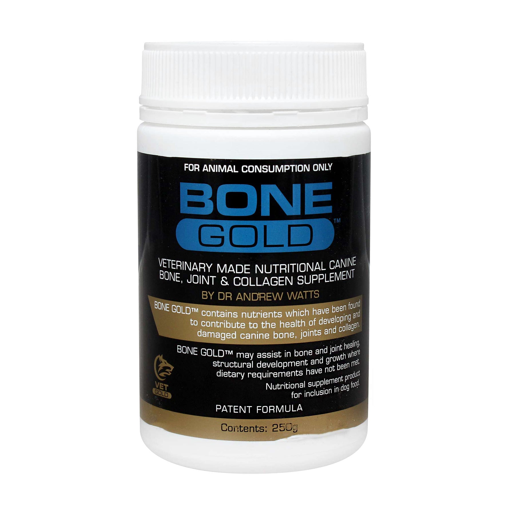 Canine Bone Gold - Nutritional Bone, Joint & Collagen Supplement for Dogs 250g