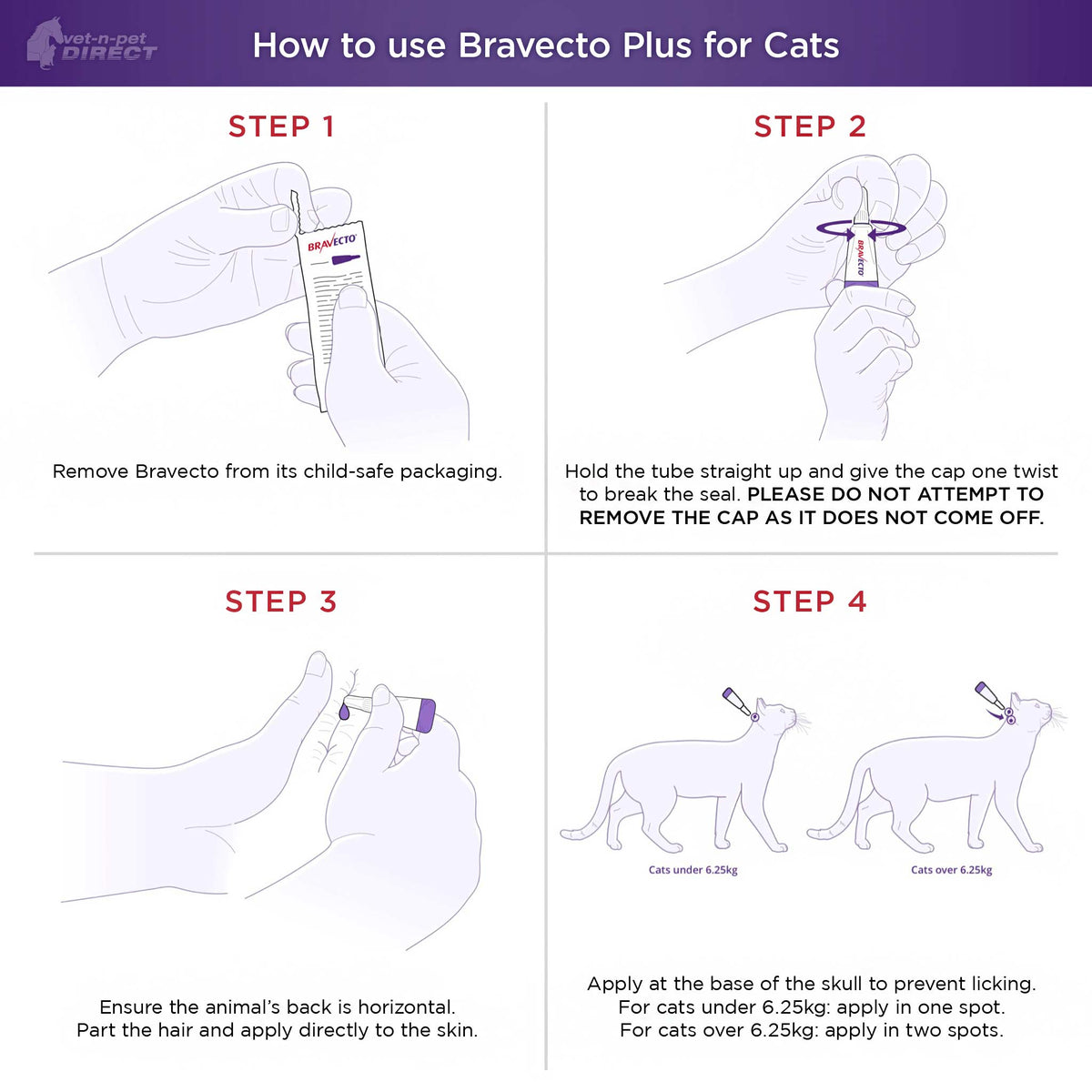 Bravecto Plus Spot-on for Large Cats (Purple)