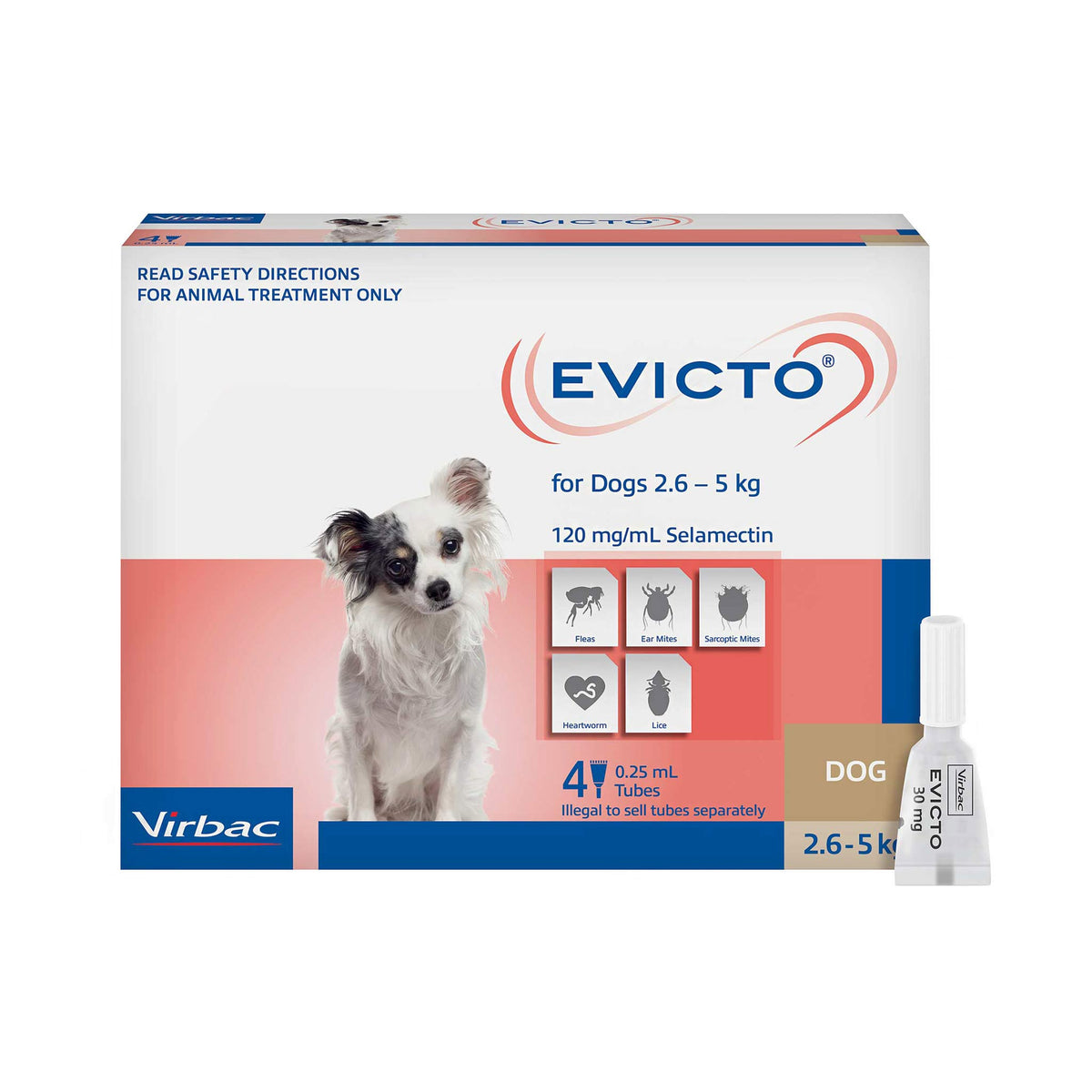 EVICTO Spot-on for Very Small Dogs 2.6kg-5kg 4&#39;s