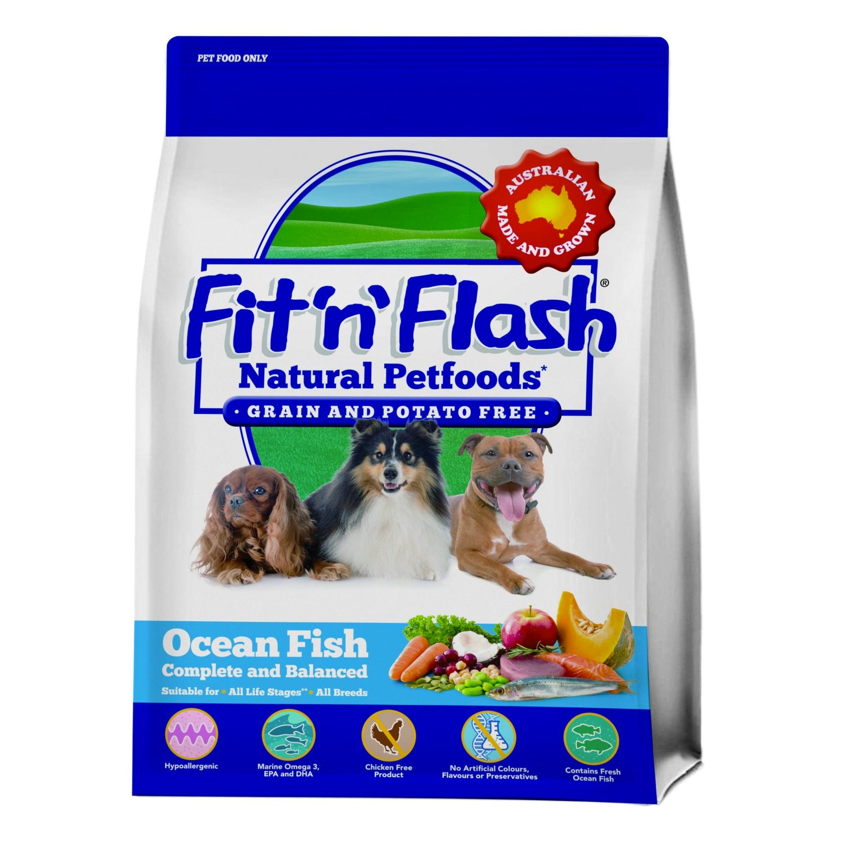Fit'n'Flash Grain Potato Free Dry Dog Food Ocean Fish 2kg