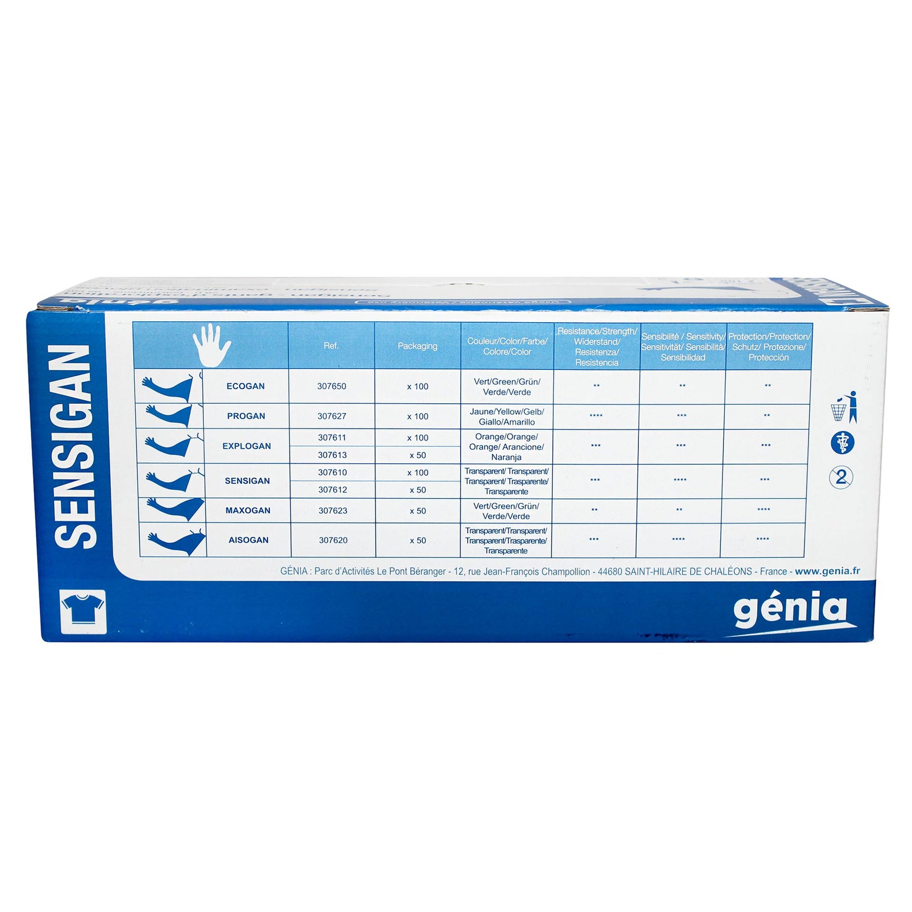 Genia Sensigan Non-Slip Examination Shoulder Length Gloves 100 pack