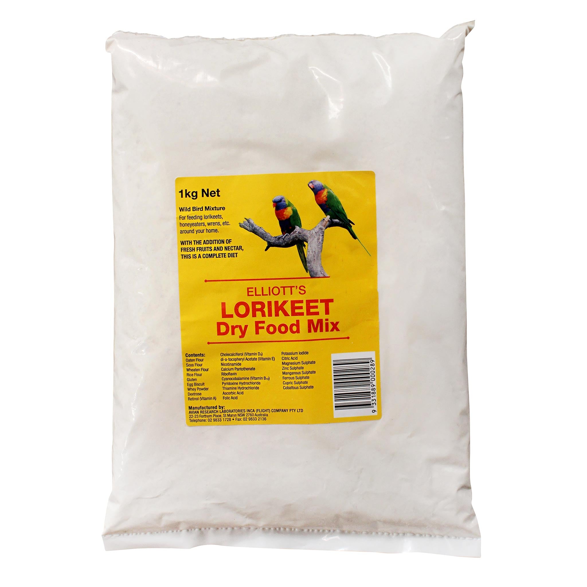 Elliott's Lorikeet Dry Food Mix 1kg