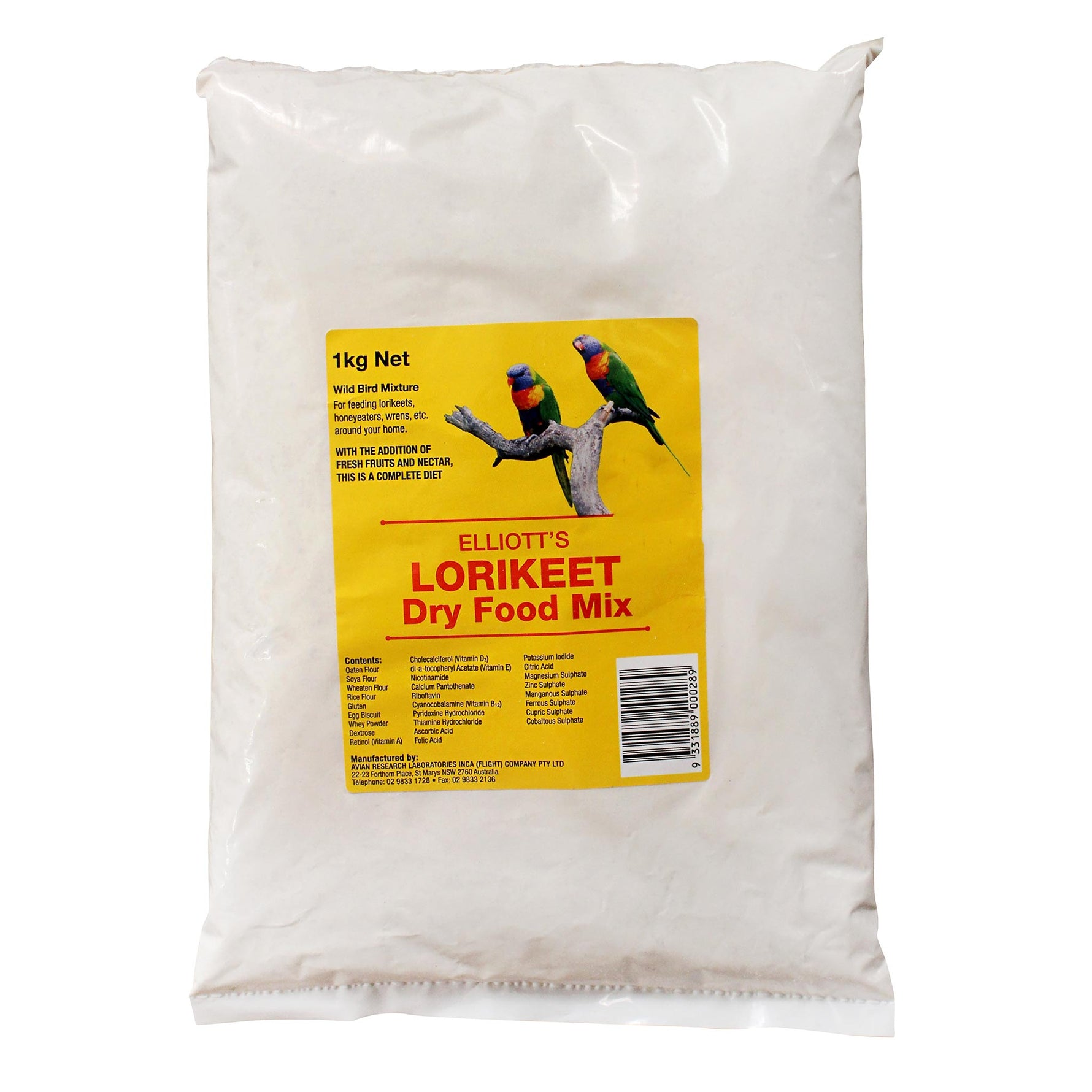 Elliott's Lorikeet Dry Food Mix 1kg
