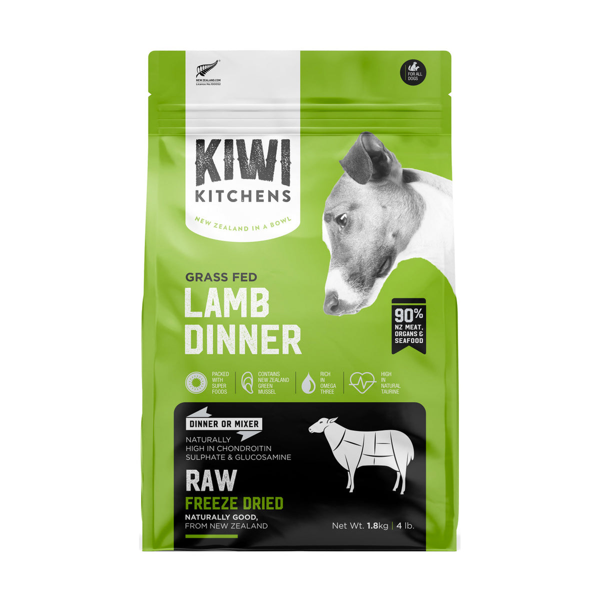 Kiwi Kitchens Raw Freeze Dried Lamb Dinner for Dogs