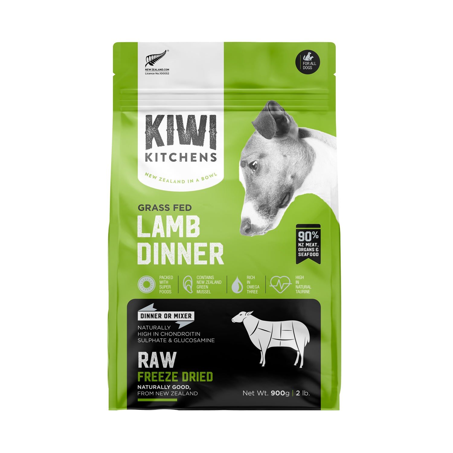 Kiwi Kitchens Raw Freeze Dried Lamb Dinner for Dogs