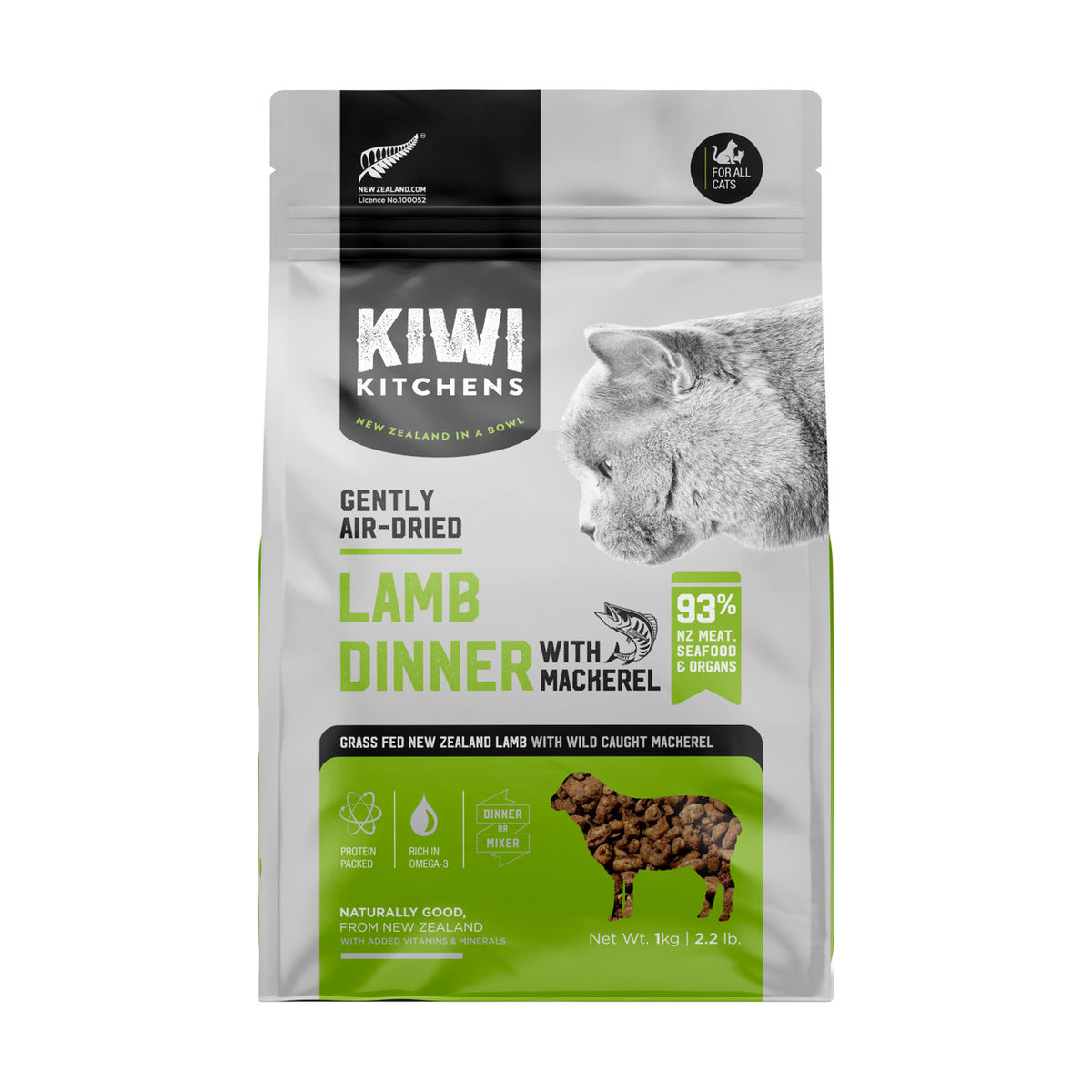 Kiwi Kitchens Air Dried Lamb Dinner w/Mackerel Dry Cat Food