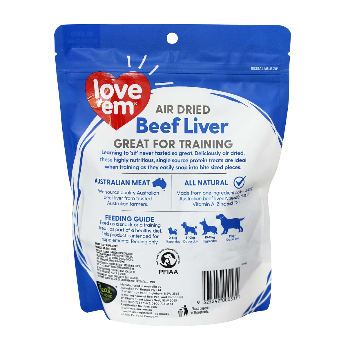 Love&#39;em Air Dried Beef Liver Treats