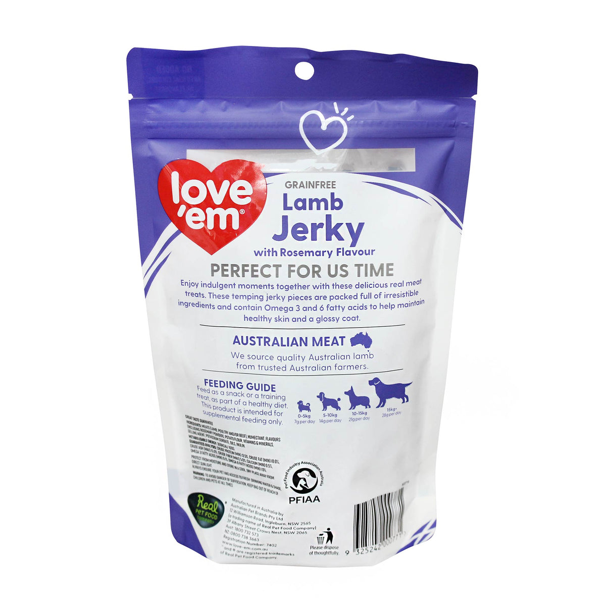 Love&#39;em Grain Free Lamb Jerky with Rosemary Flavour 200g