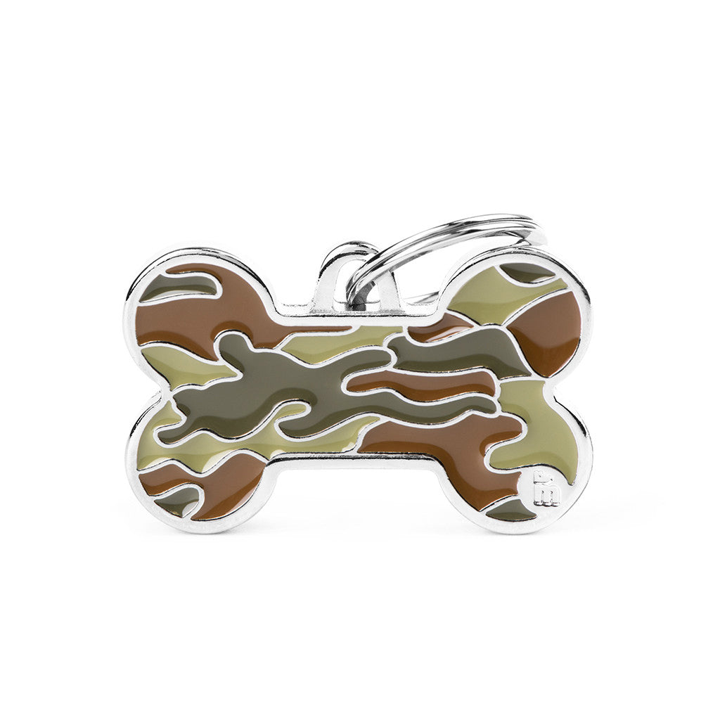 My Family Style Camouflage Bone Pet ID Tag - Large