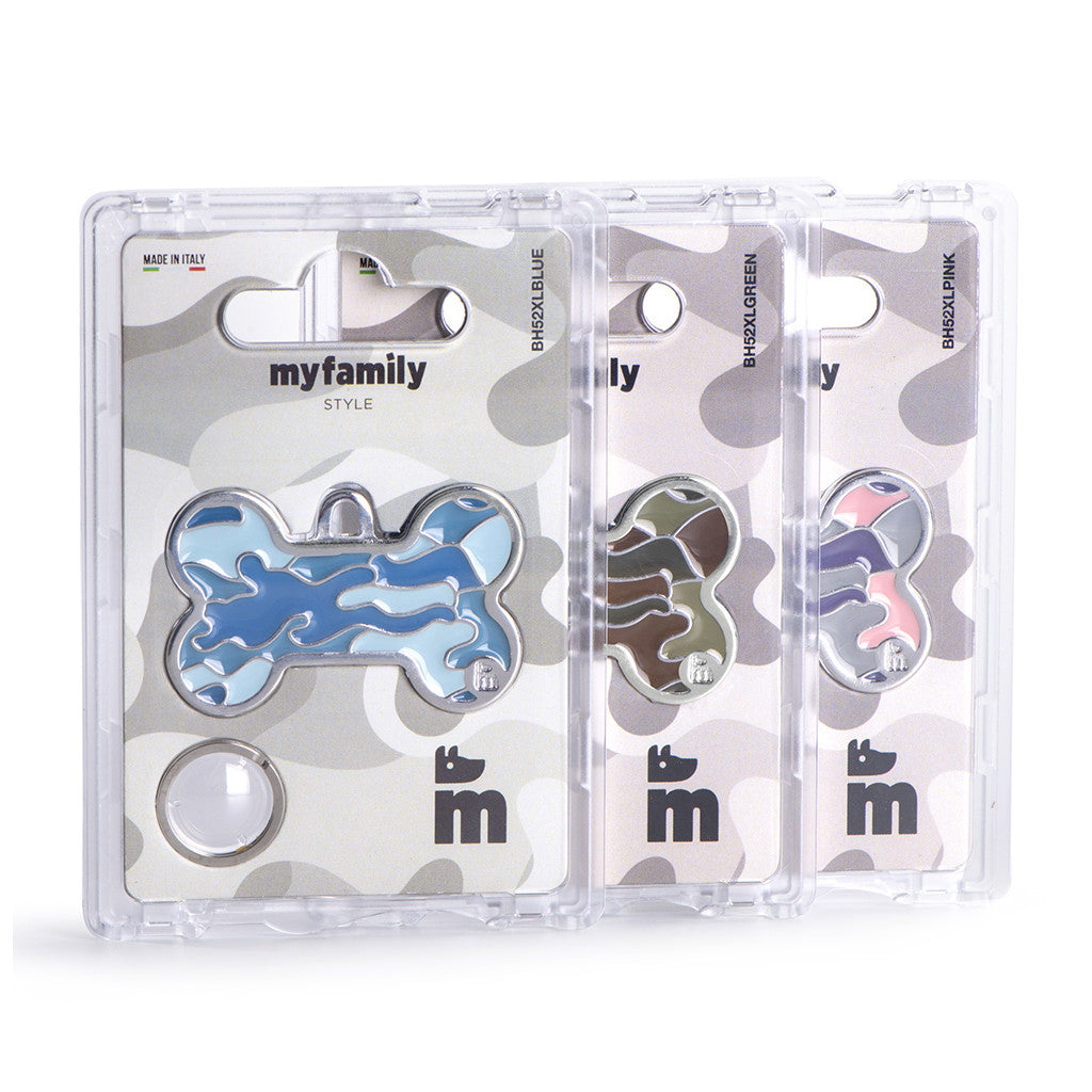 My Family Style Camouflage Bone Pet ID Tag - Large